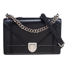 Dior Black Leather Medium Diorama Flap Shoulder Bag