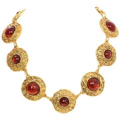 Chanel Amber Gripoix & Gold Collar Necklace