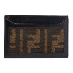 Fendi Tobacco/Black Zucca Canvas and Leather Card Holder