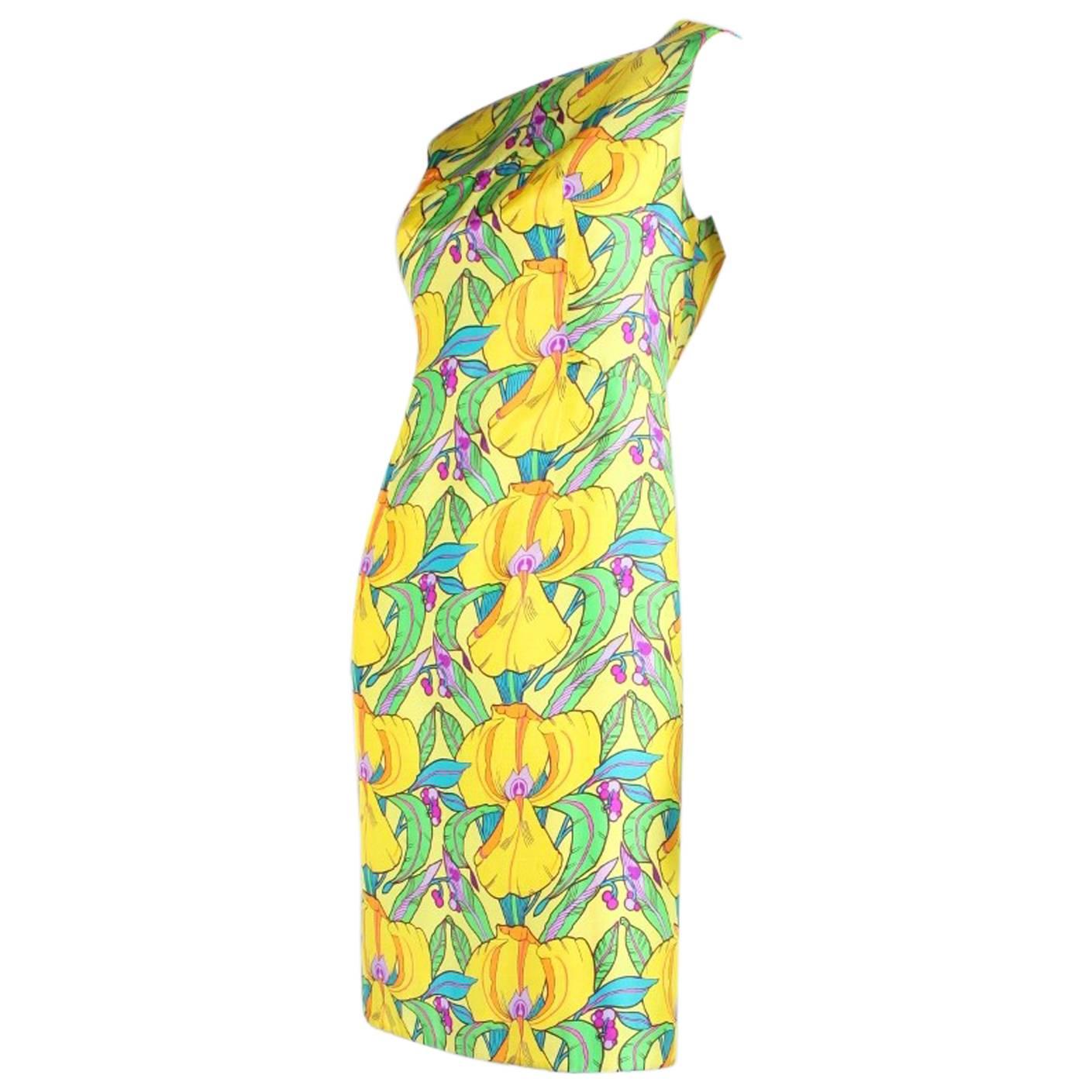 1960's La Mendola Yellow Silk Day Dress For Sale