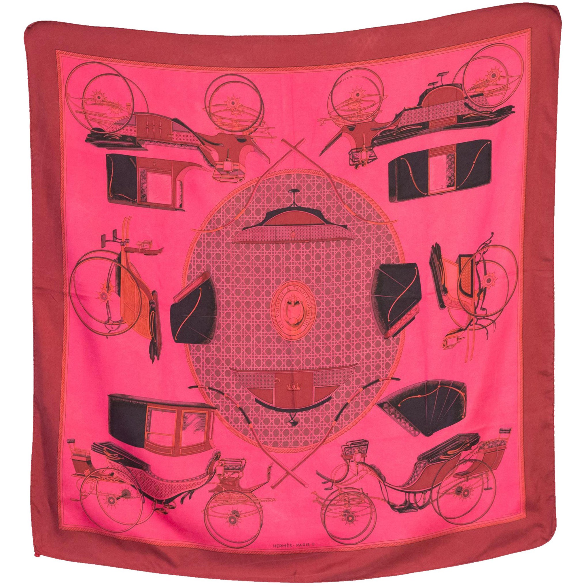 Hermes Voitures a Transformations by F. de la Perriere Silk Scarf
