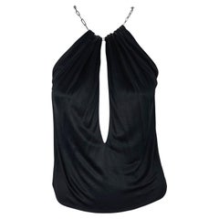 S/S 2000 Gucci by Tom Ford Chain Link Black Viscose Plunge Tank Top