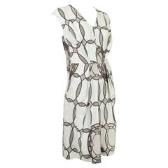 New Marni White, Gray Kaleidoscope Print V Neck Sack Dress – It 36-42 / M, 2000s