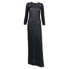 1970s Courreges Black Lurex Maxi Long Dress