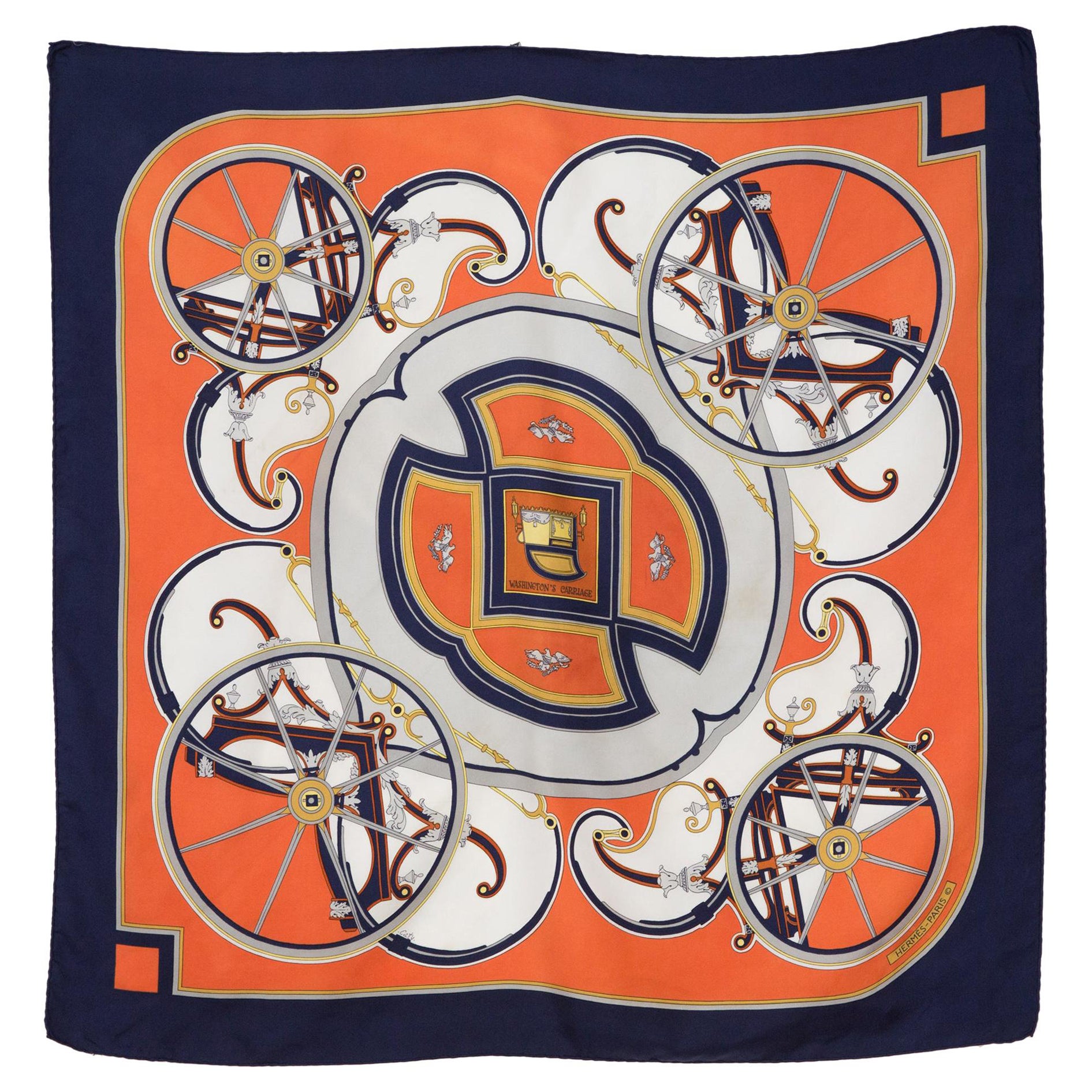 1981 Hermes Washington Carriage by C Latham Silk Scarf For Sale