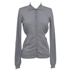 MARNI Cardigan Sweater Knit Top Grey Wool Collar Long Sleeve Button 36