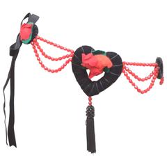 Used Moschino Heart & Rose Tassel Belt Necklace