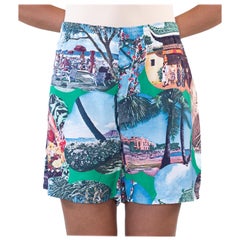 Vintage 1940S COOPERS Scenic Photo Beach Print Aloha Pin-Up Girl Shorts