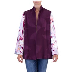 Morphew Collection Purple Floral Print Japanese Kimono Silk Jacket
