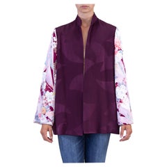 Morphew COLLECTION - Giacca di seta giapponese Kimono con stampa floreale viola