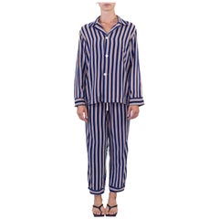 1930S Multicolor Striped Rayon Small Mens Pajamas