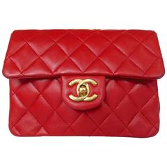 Rare early 1990s "Lipstick Red" Chanel Quilted Leather Handbag 8