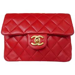 Rare early 1990s "Lipstick Red" Chanel Quilted Leather Handbag