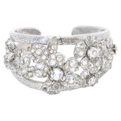 CHANEL floral cuff bracelet with 'CC' and crystals - 2003 03A
