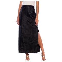 1980S Black Polyester Organza Long Pencil Skirt
