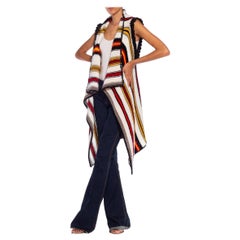 MORPHEW COLLECTION White, Black & Red Hand Crochet Acrylic Blend Hand-Knit Vest