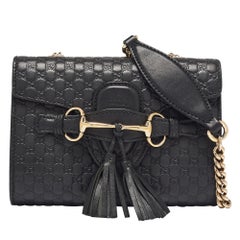 Gucci Black Microguccissima Leather Mini Emily Chain Crossbody Bag