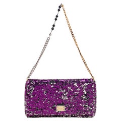 Dolce & Gabbana Purple/Silver Sequins Miss Charles Shoulder Bag