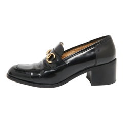 Gucci Black Leather Horsebit Loafer Pumps Size 37