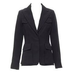 GUCCI Veste vintage Tom Ford en laine noire avec poches à rabat, taille IT 42 M, 2003