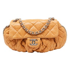 Chanel Tan Quilted Leather Chain Around Shoulder Bag