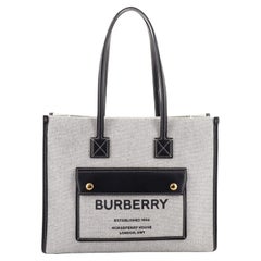 Burberry Freya Shopping Tote Canvas with Leather Small