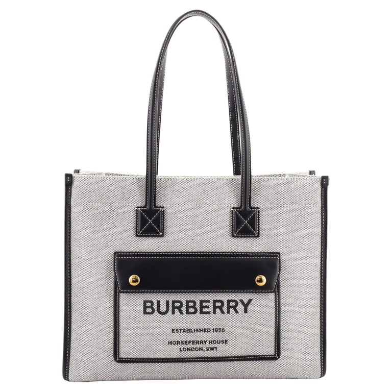 Burberry Freya Shopping Tote Canvas with Leather Small at 1stDibs