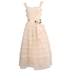 1950's Organza and Lace Tea Length Dress 6