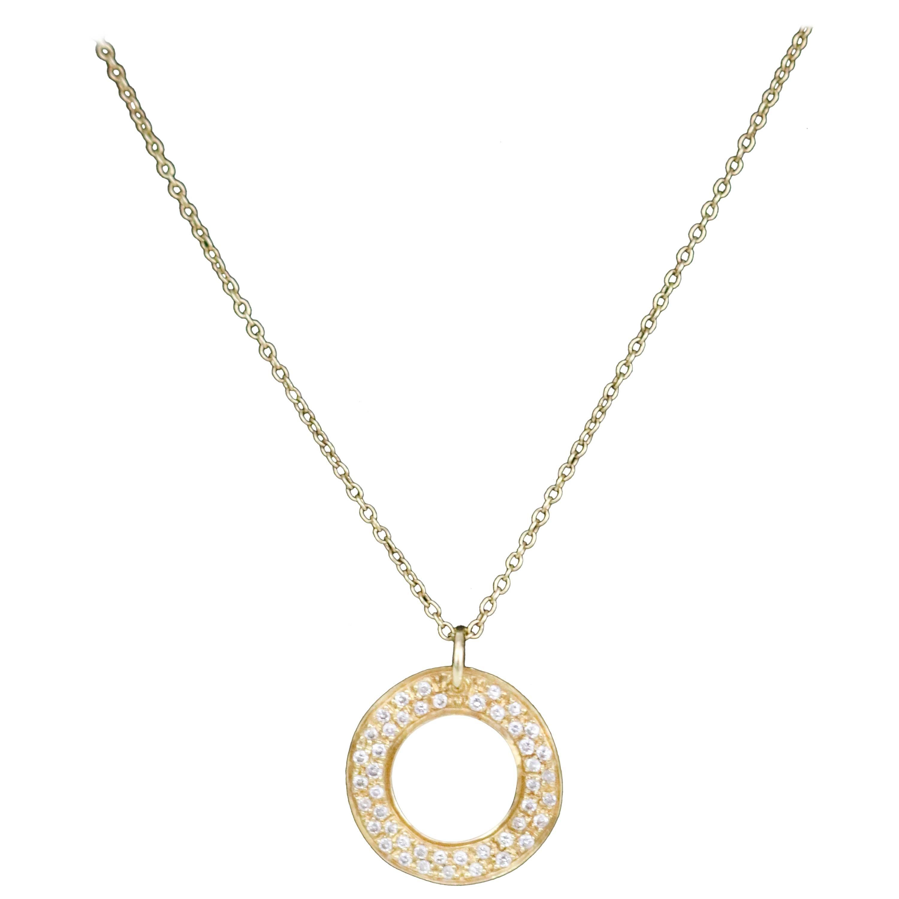 Ippolita Stardust 18k Gold Open Circle Pendant with Pave Diamonds