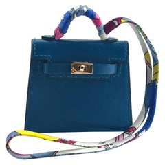 Hermès Kelly Twilly Bag Charm  Blue  Bleu Izmir