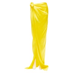 new BALENCIAGA Demna 2019 Runway summer yellow wrap tie draped maxi skirt FR36 S