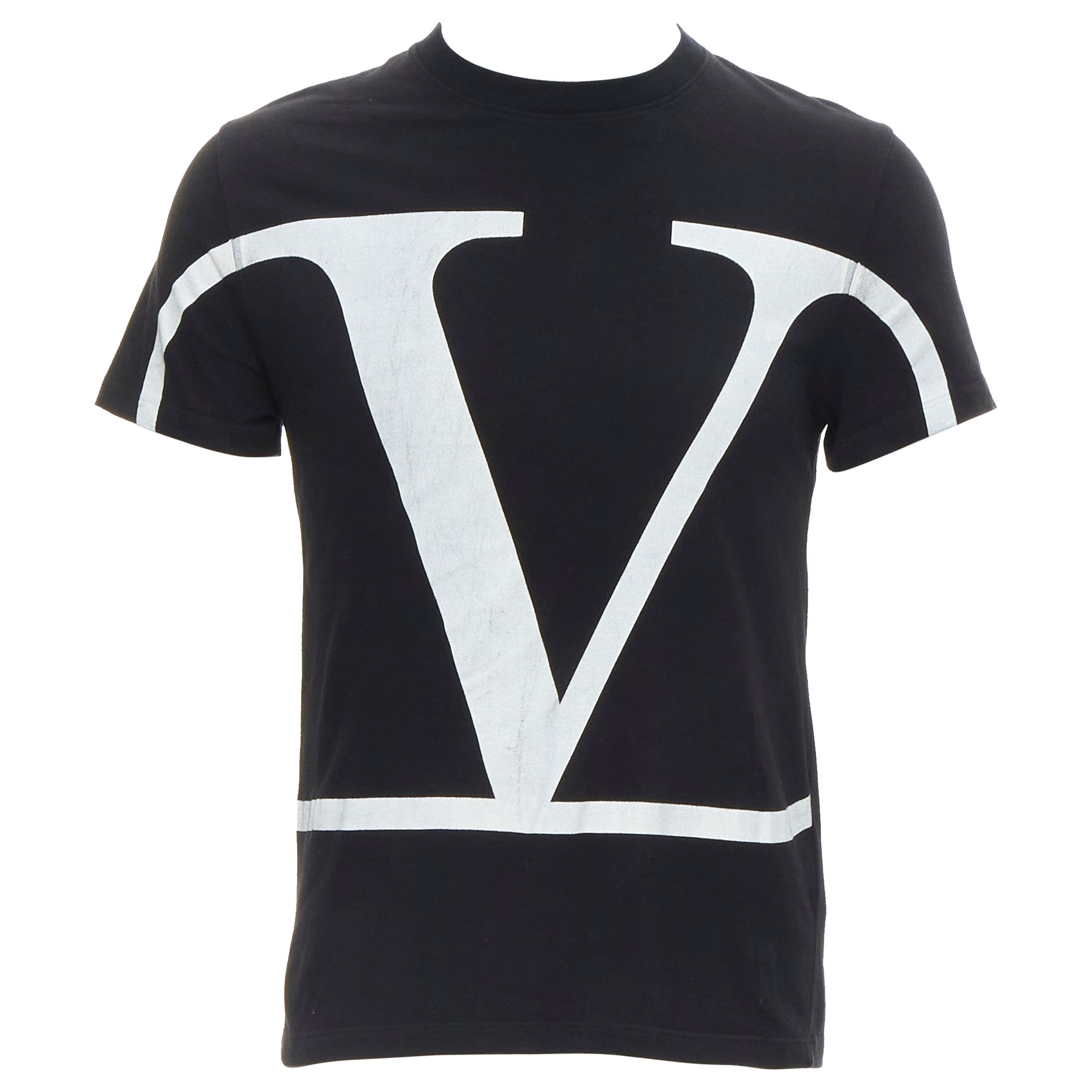 VALENTINO V Logo graphic print black white short sleeve tshirt  S