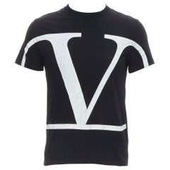 VALENTINO V Logo graphic print black white short sleeve tshirt S