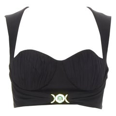 Neu VERSACE 2021 Tresor De La Mer schwarze plissierte Büste Medusa crop Top IT40 S