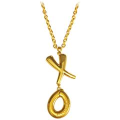 MINT. Vintage Moschino long chain necklace with X O, Kiss & Hug. Moschino BIJOUX