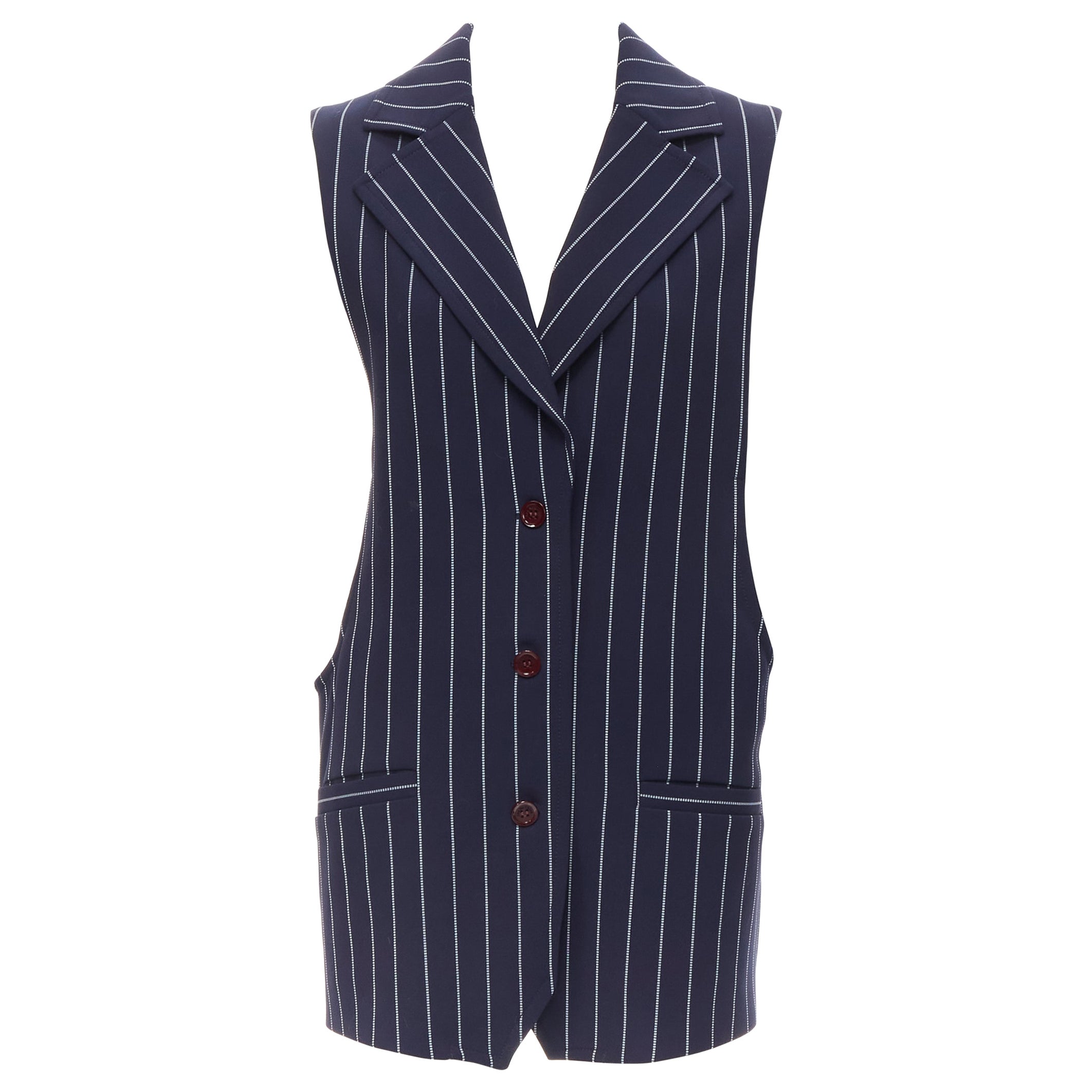 SEE. BY CHLOE blue white striped dropped armhole boxy vest FR36 S For Sale