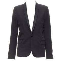 SAINT LAURENT 2013 black virgin wool shawl collar tuxedo blazer jacket FR38 M