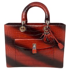 Christian Dior Red and Black Crocodile Bag 