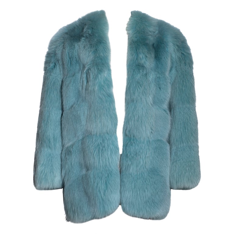 Gucci by Tom Ford aqua blue fox fur coat, fw 1997 For Sale