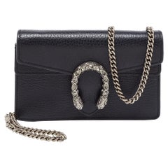Gucci Black Leather Dionysus Super Mini Chain Shoulder Bag