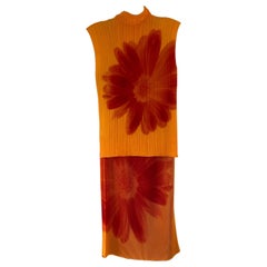 Vintage-Sonnenblumen-Oberteil und Rock von Issey Miyake