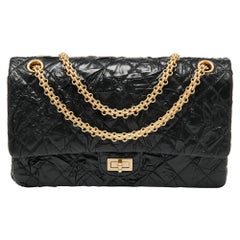 Chanel Black Textured Leather Reissue 2.55 Classic 226 Flap Bag