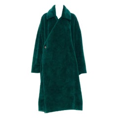 new BALENCIAGA Demna 2019 Runway green fluffy plush fur oversized coat FR36 S
