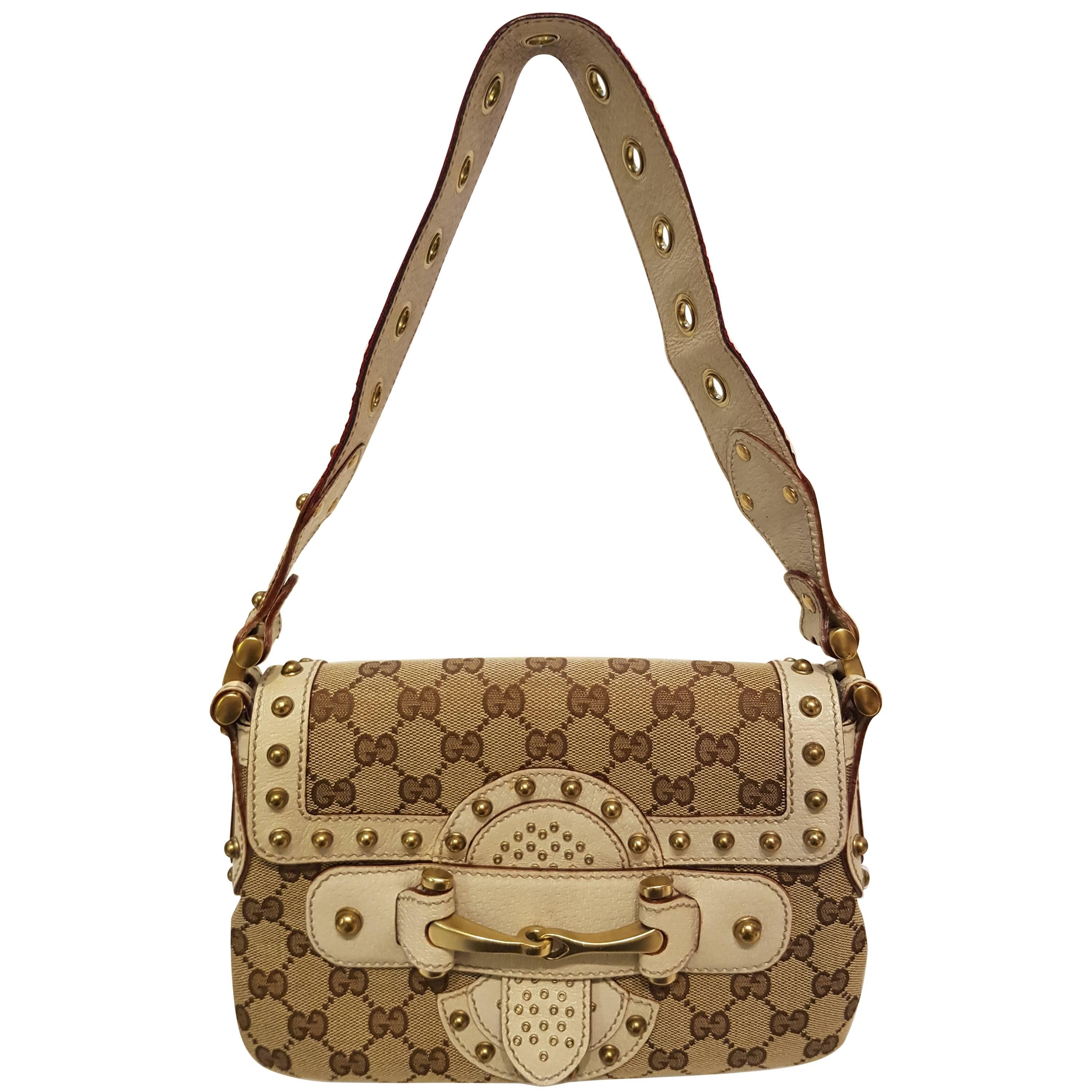 Gucci Monogram with Studs Shoulder Bag