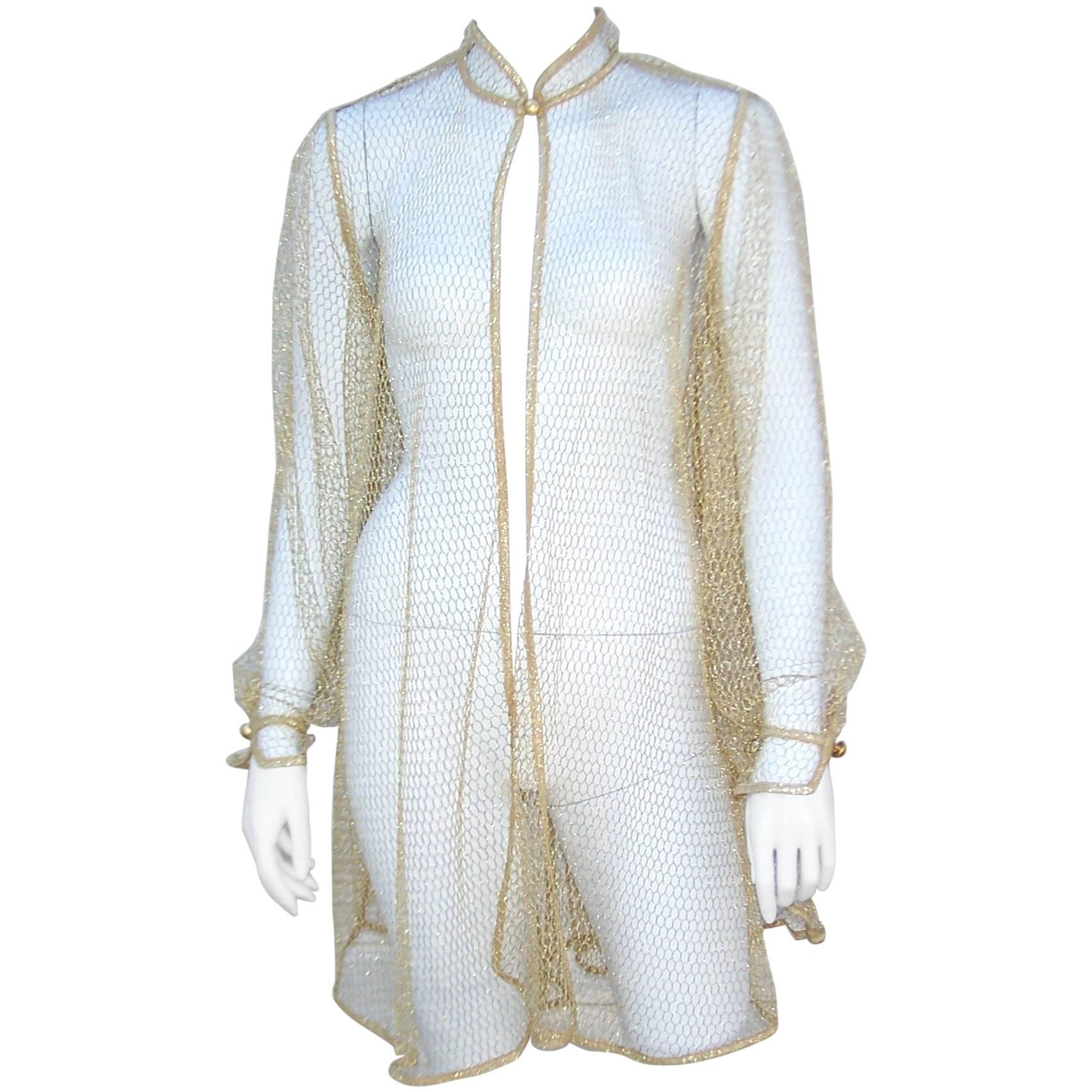 c.1970 Gottex Gold Fishnet Swimsuit Cover-Up