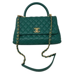 Chanel Green Medium Coco Handle Bag 