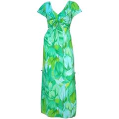 1970s Stan Hicks for Hawaiian Casuals Exotic Tropical Print Dress 4