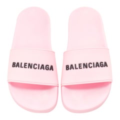 BALENCIAGA Piscine pink black logo rubber pool slides EU38