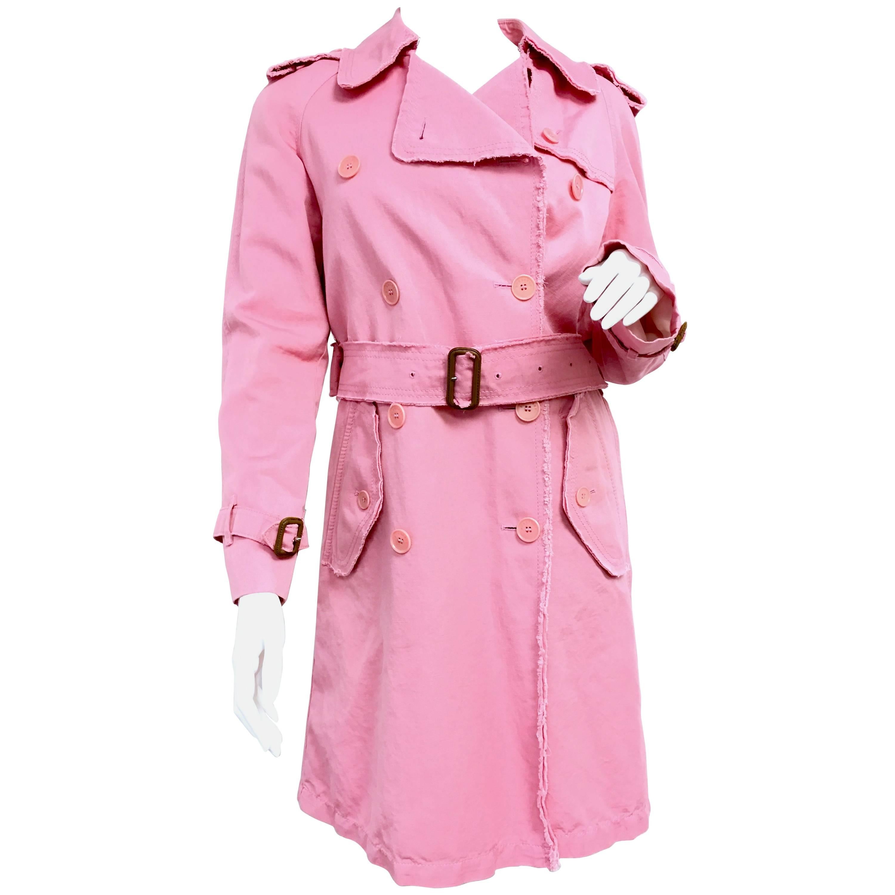  BURBERRY LONDON Signature Pink Fringed Trench Coat New For Sale