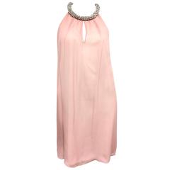 Diane von Furstenberg 'Lainey' Jeweled Halter Blush Silk Shift Dress
